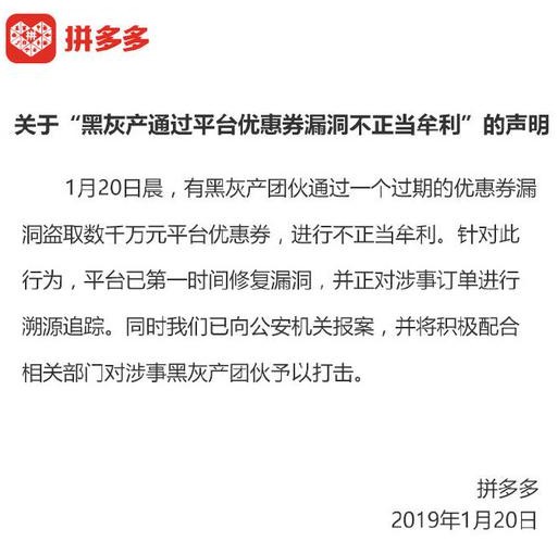 拼多多回应BUG：损失200亿和起诉羊毛党均是谣言_零售_电商报