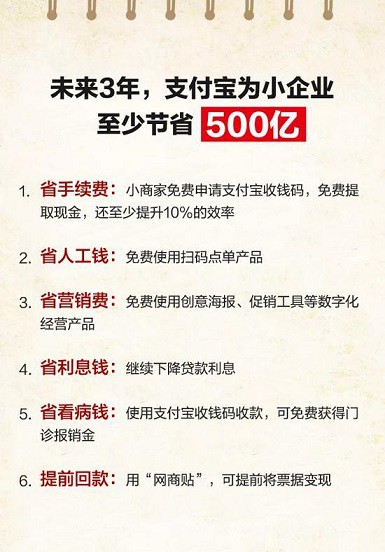 支付宝：未来3年要为小商家至少省500亿_金融_电商报