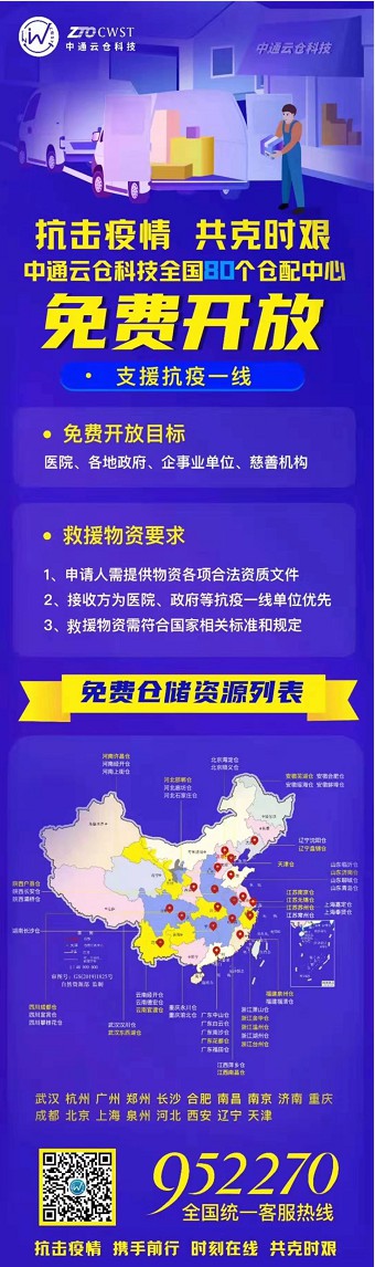 中通开放80个仓配中心 为抗疫物资提供免费物流支持_物流_电商报