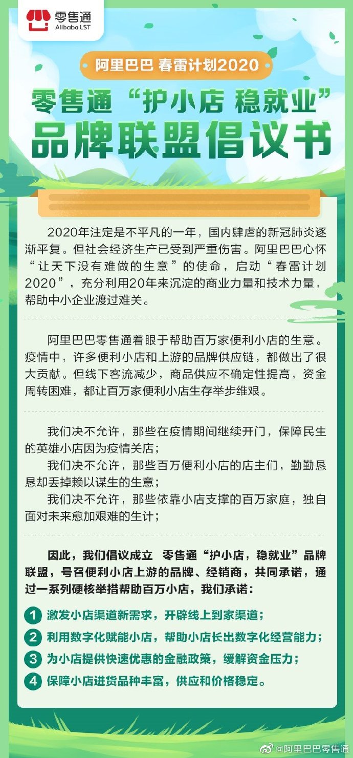 阿里零售通发起“护小店 稳就业”品牌联盟倡议_B2B_电商报