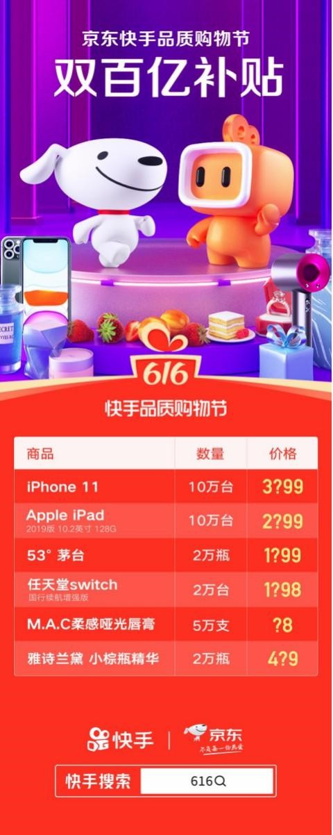 快手京东双百亿补贴落地 616全天支付金额14.2亿元_零售_电商报