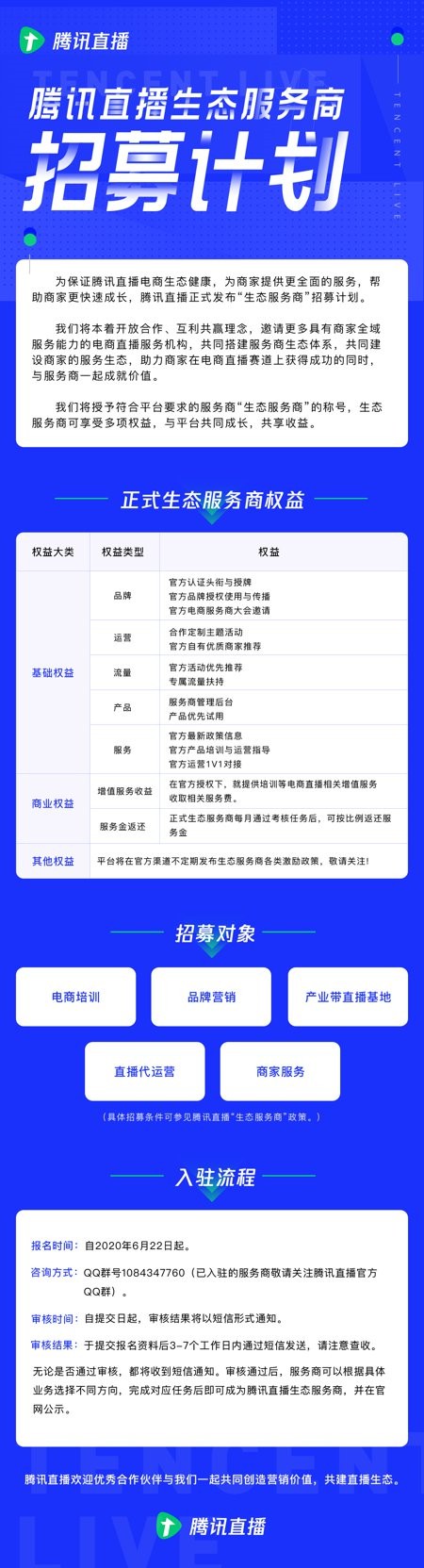 腾讯直播“生态服务商招募计划”将为商家提供运营、流量等服务_零售_电商报