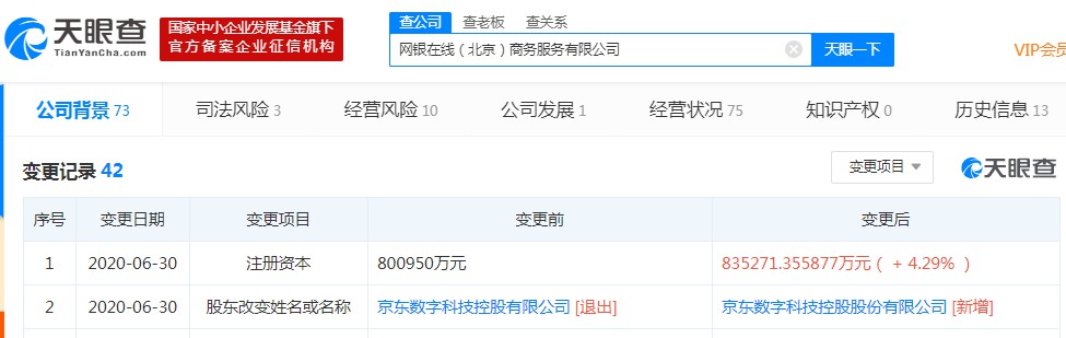 京东城市数科注册资本新增至2亿元 增幅达900%_金融_电商报